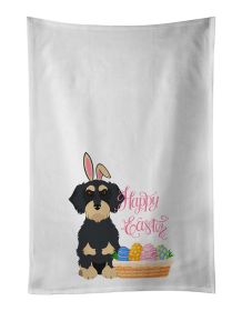 NEW Wirehair Black and Cream Dachshund Easter Kitchen Towel Set of 2 White Dish Towels Decorative Bathroom Hand towel for Hand, Face, Hair, Yoga,
