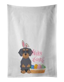 NEW Wirehair Blue and Tan Dachshund Easter Kitchen Towel Set of 2 White Dish Towels Decorative Bathroom Hand towel for Hand, Face, Hair, Yoga, Te