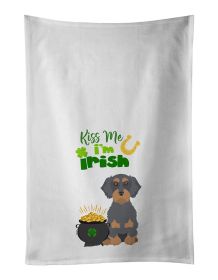 NEW Wirehair Blue and Tan Dachshund St. Patrick's Day Kitchen Towel Set of 2 White Dish Towels Decorative Bathroom Hand towel for Hand, Face, Hai