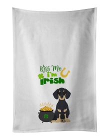 NEW Black and Cream Dachshund St. Patrick's Day Kitchen Towel Set of 2 White Dish Towels Decorative Bathroom Hand towel for Hand, Face, Hair, Yog