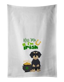 NEW Wirehair Black and Cream Dachshund St. Patrick's Day Kitchen Towel Set of 2 White Dish Towels Decorative Bathroom Hand towel for Hand, Face,