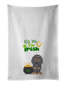 NEW Longhair Blue and Tan Dachshund St. Patrick's Day Kitchen Towel Set of 2 White Dish Towels Decorative Bathroom Hand towel for Hand, Face, Hai