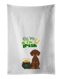 NEW Chocolate and Tan Dachshund St. Patrick's Day Kitchen Towel Set of 2 White Dish Towels Decorative Bathroom Hand towel for Hand, Face, Hair, Y