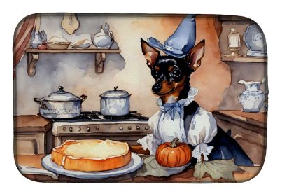 Miniature Pinscher Fall Kitchen Pumpkins Dish Drying Mat Absorbent Dish Drying Mat Pad for Kitchen Counter Dish Drainer Mat for Countertop, 14 x