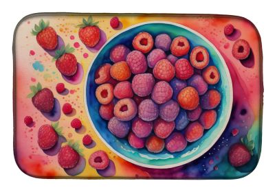 Colorful Raspberries Dish Drying Mat Absorbent Dish Drying Mat Pad for Kitchen Counter Dish Drainer Mat for Countertop, 14 x 21", Multicolor