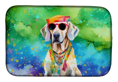 Weimaraner Hippie Dawg Dish Drying Mat Absorbent Dish Drying Mat Pad for Kitchen Counter Dish Drainer Mat for Countertop, 14 x 21", Multicolor (Default: Default)