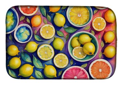 Colorful Lemons Dish Drying Mat Absorbent Dish Drying Mat Pad for Kitchen Counter Dish Drainer Mat for Countertop, 14 x 21", Multicolor (Default: Default)